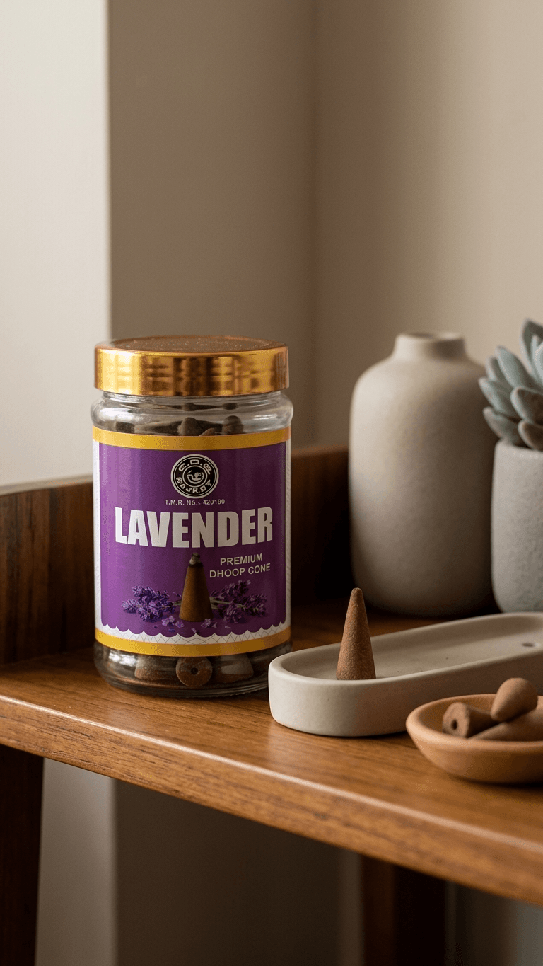 Lavender Dhoop Cone Jar 